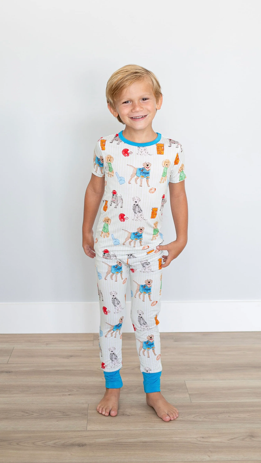 Sweet Bay Clothing- Puppy Football Two Piece Pajama Pants Set Size 2/3 - Persnickety Shop