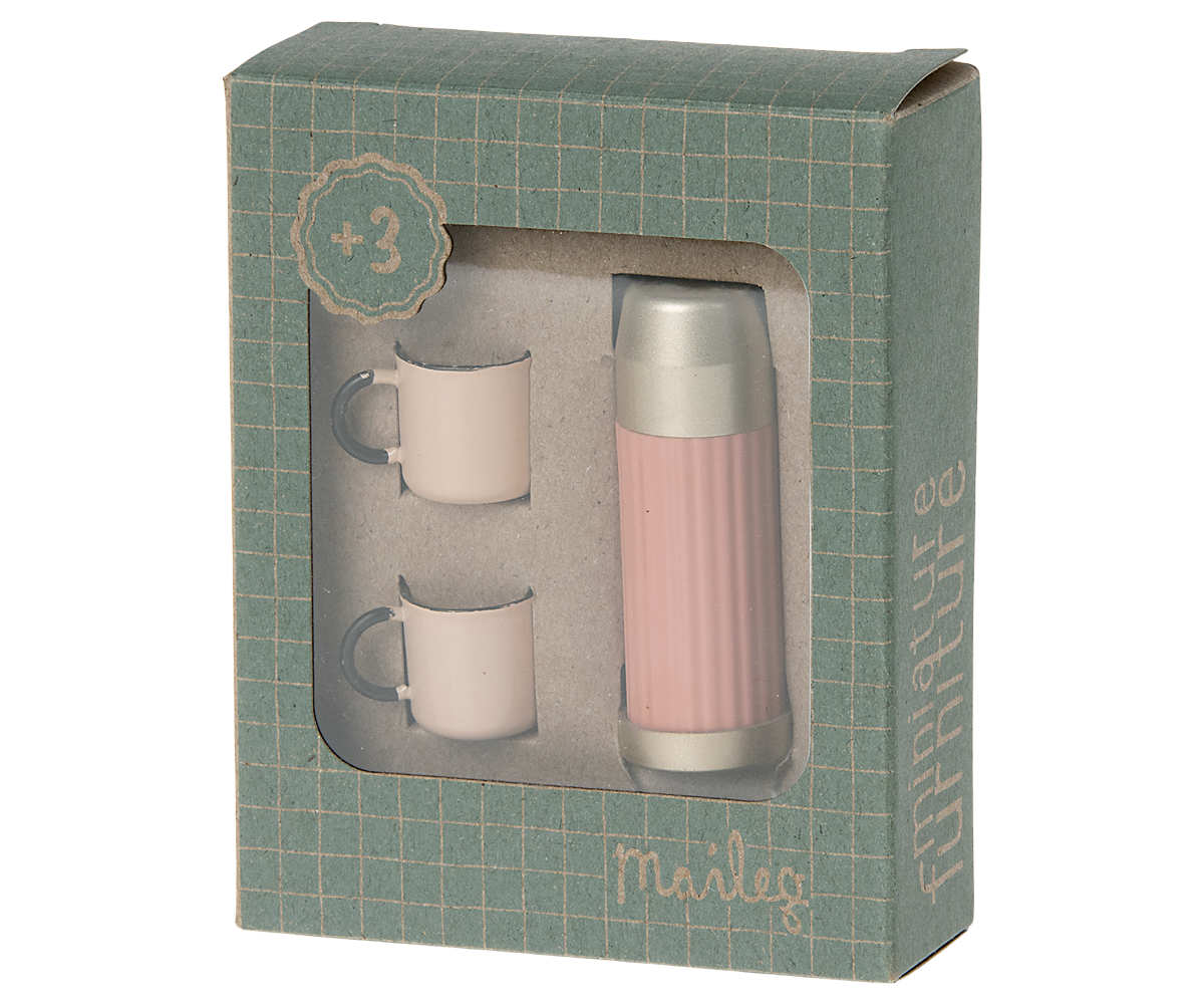 PREORDER Maileg NEW Thermos and Cups - Soft Coral