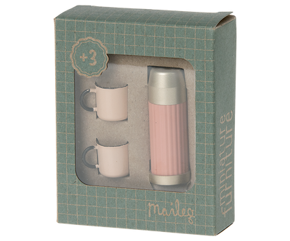 PREORDER Maileg NEW Thermos and Cups - Soft Coral