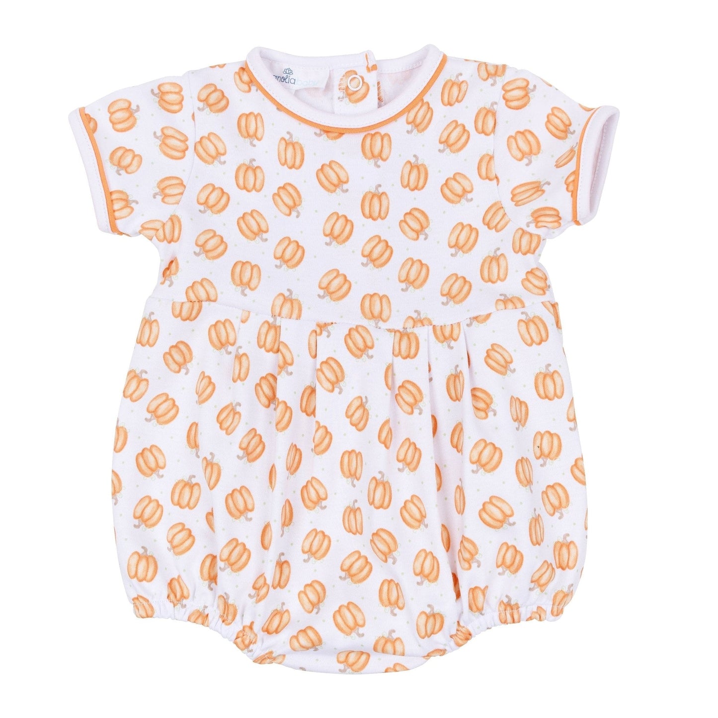 Magnolia BabyBaby Pumpkin Print Short Sleeve Boy Bubble