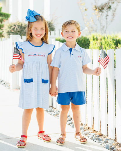 Jellybean Let Freedom Ring Ruffle Pocket Dress