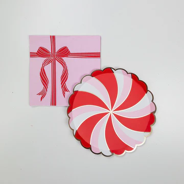 CHRISTMAS PEPPERMINT CANDY SMALL SCALLOPED PLATES - Persnickety Shop