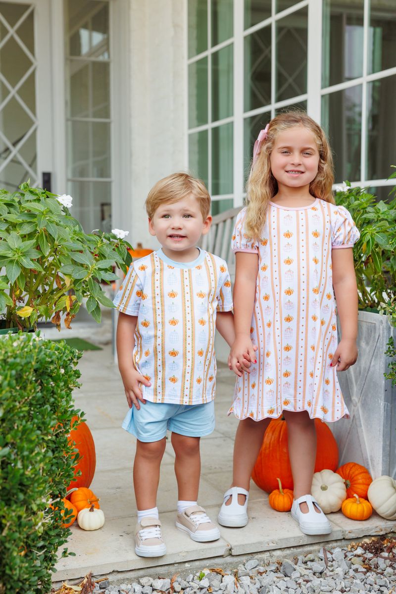 Trotter Street Kids Pumpkin Patch Scalloped Dress