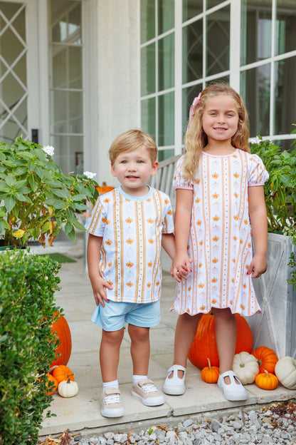 Trotter Street Kids Pumpkin Patch Scalloped Dress