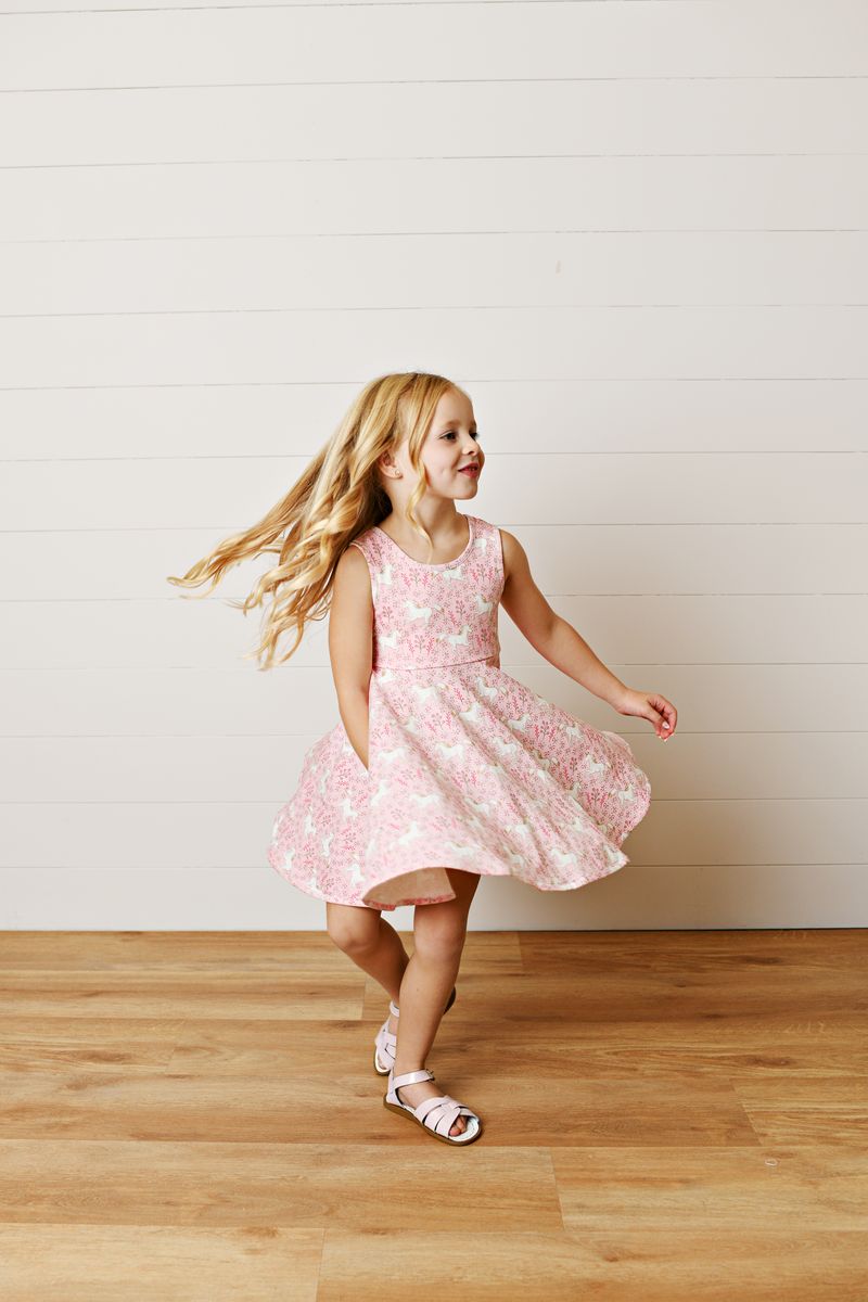 Swoon Pink Unicorn Flair Dress - Persnickety Shop