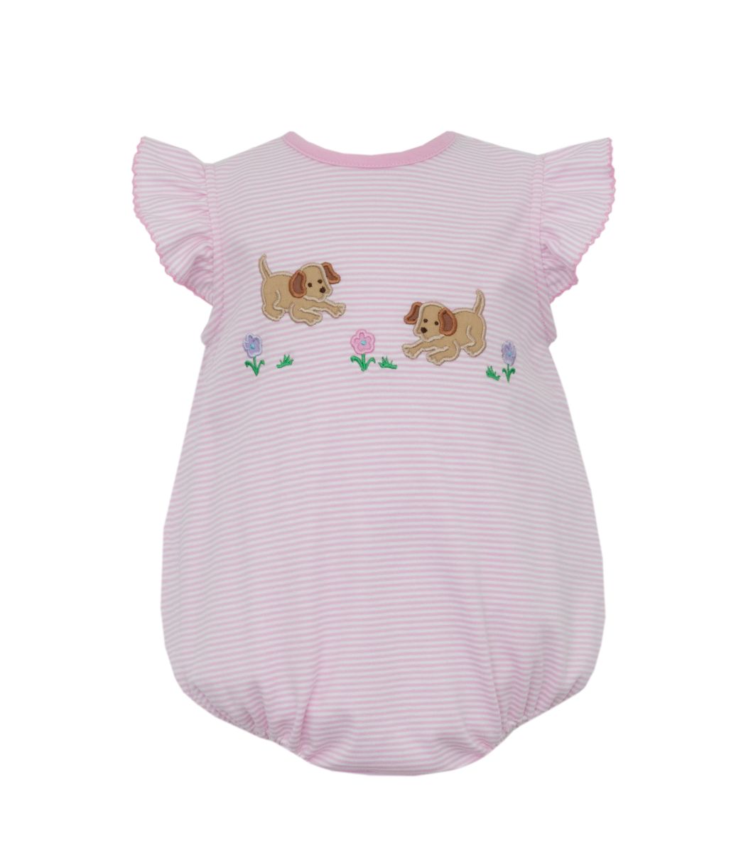GARDEN PUPPIES GIRL´S- Pink knit stripe girls bubble - Persnickety Shop