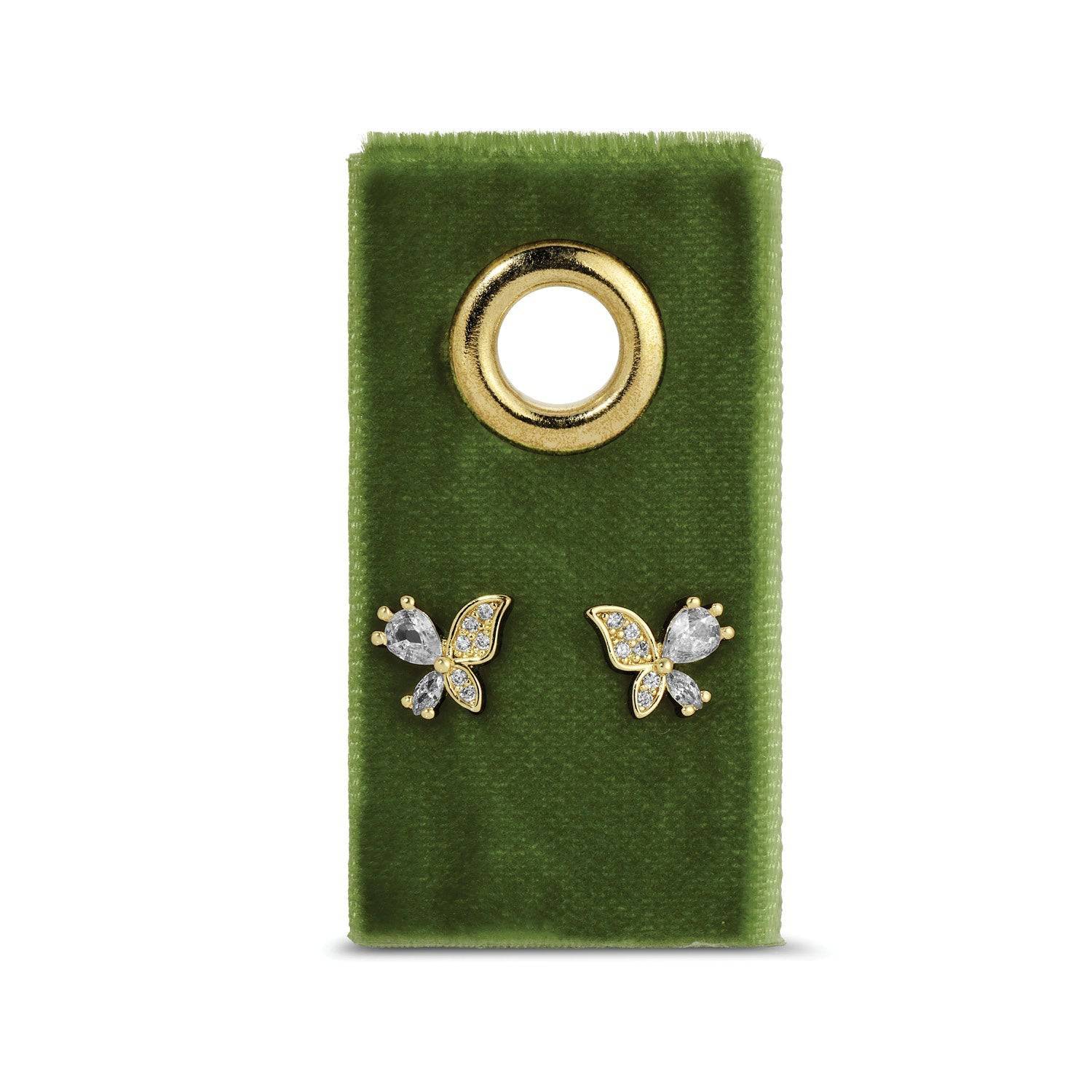 CZ Butterfly Studs on Velvet Gift Tag - Persnickety Shop