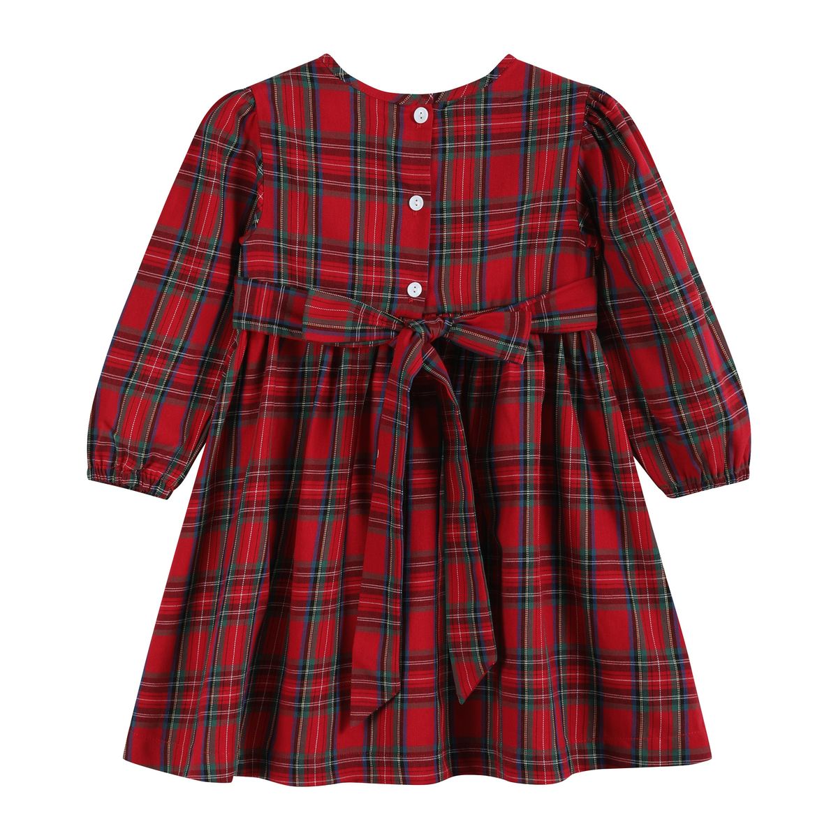 Lil Cactus *Pre-Order* Red and Green Christmas Plaid Smocked Dress