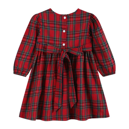 Lil Cactus *Pre-Order* Red and Green Christmas Plaid Smocked Dress