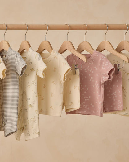 Zip Short Sleeve Sleeper || Sage Micro Stripe - Persnickety Shop