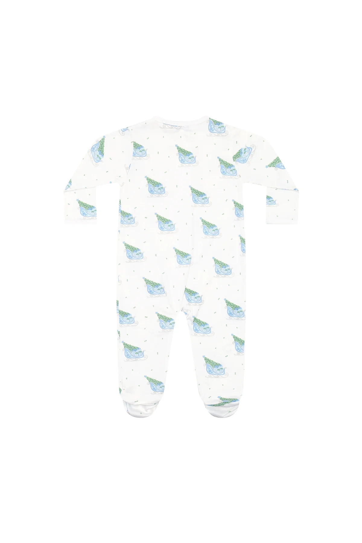 Nellapima Blue Merry Sleighs Zipper Footie - Persnickety Shop