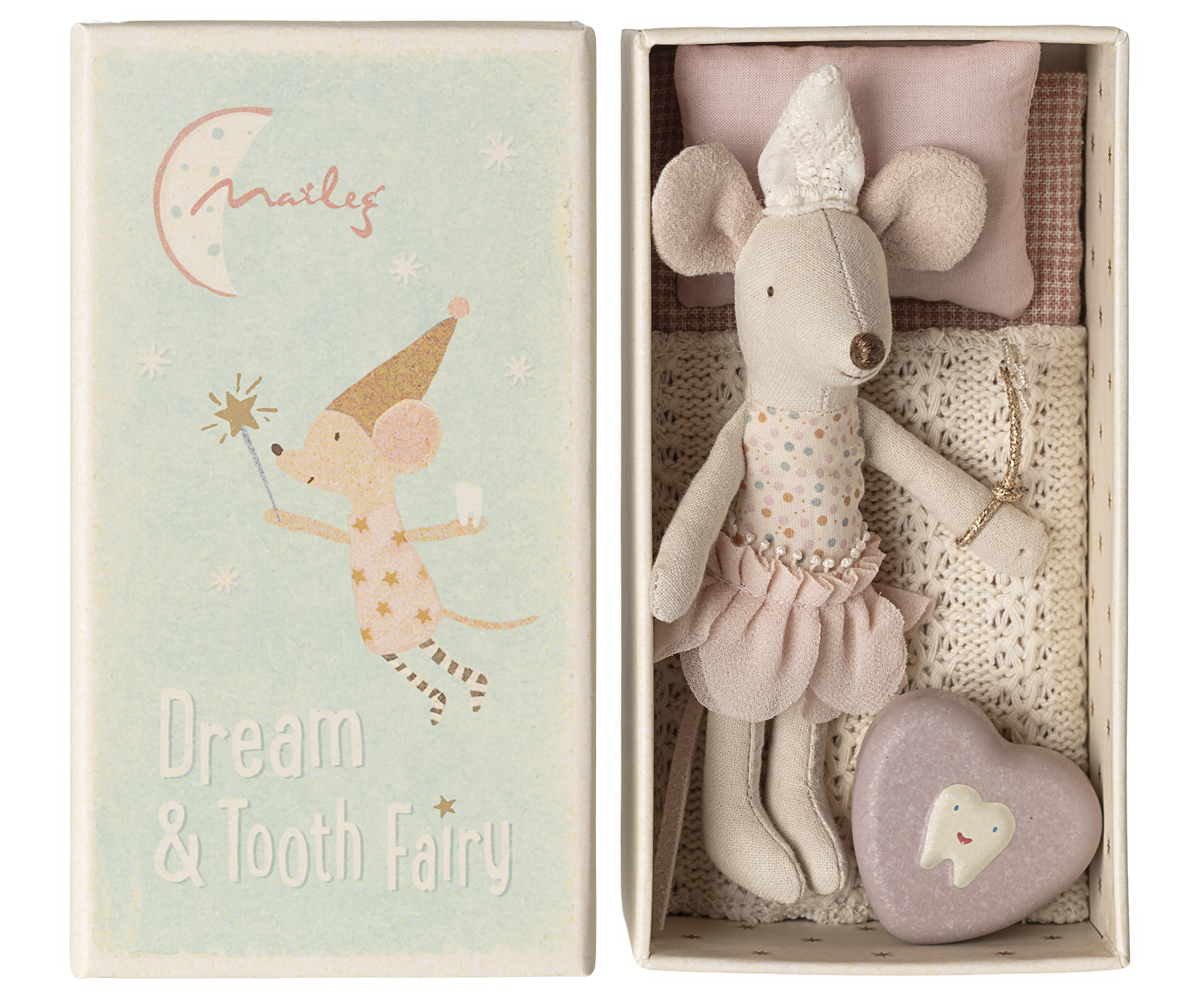Maileg Tooth fairy mouse, Little sister in matchbox 17-5107