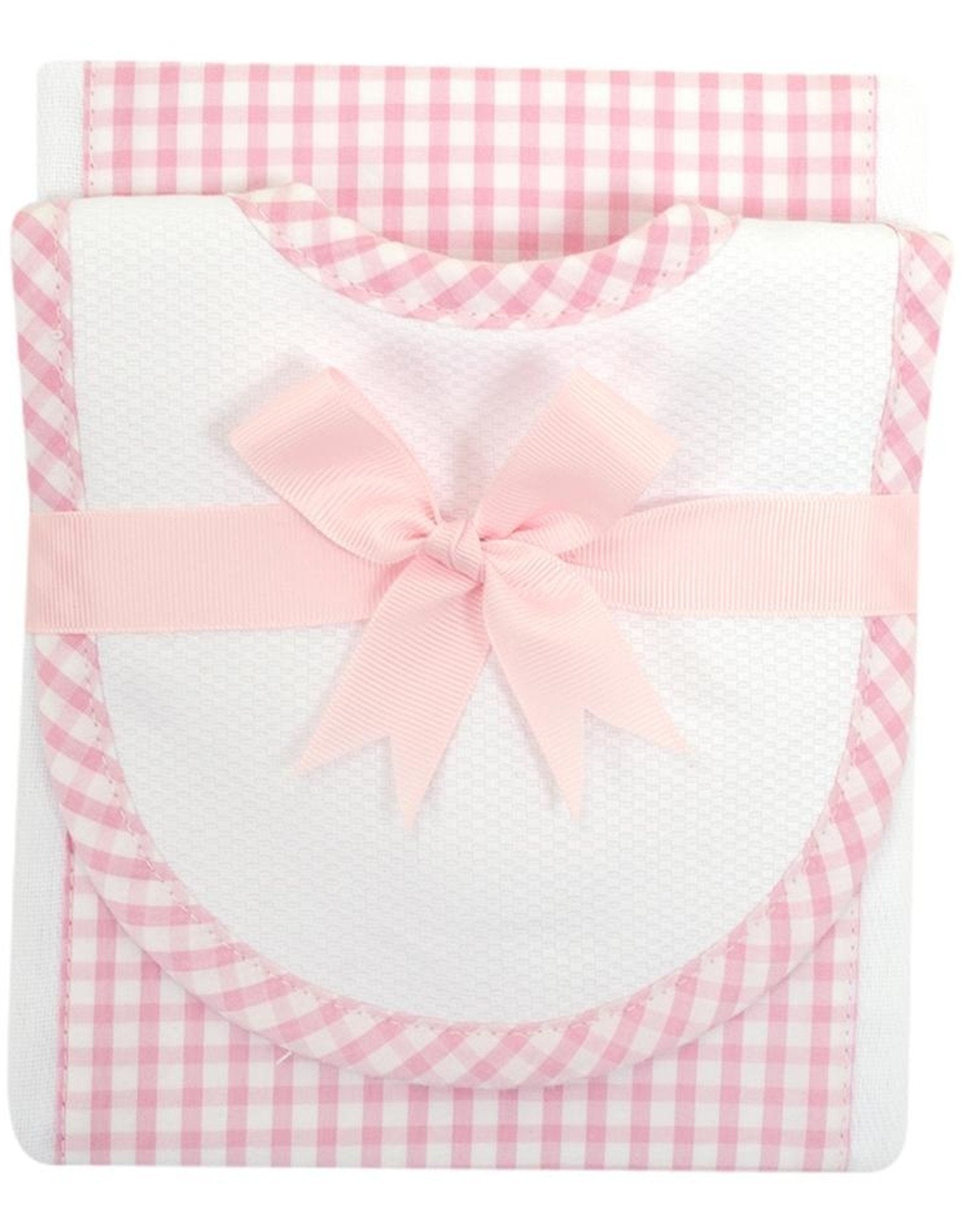 3 Marthas Drooler Bib & Burp Set: Small Pink Check