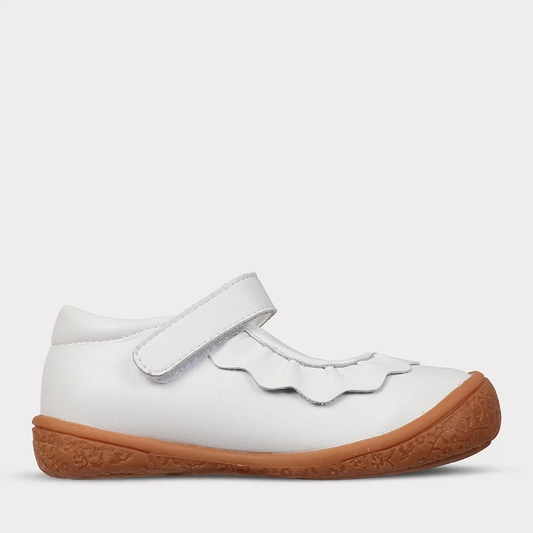 OOMPHIES AMINA LEATHER GIRLS MARY JANE SHOE WHITE