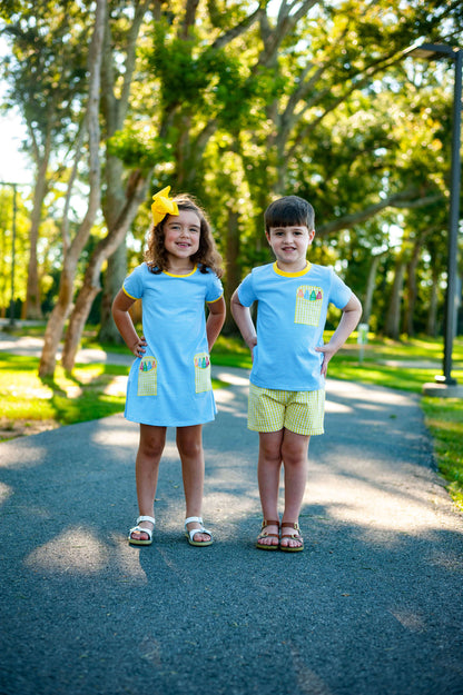 Crayon Pocket Applique Short Set  by Jellybean Smock Candy - Persnickety Shop