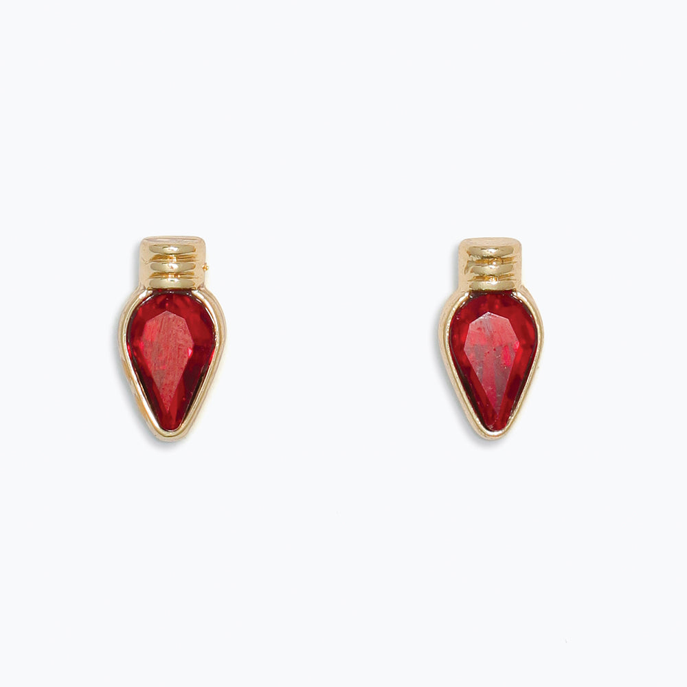 Earrings-Red Christmas Bulbs in Gold