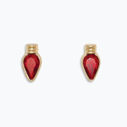 Earrings-Red Christmas Bulbs in Gold