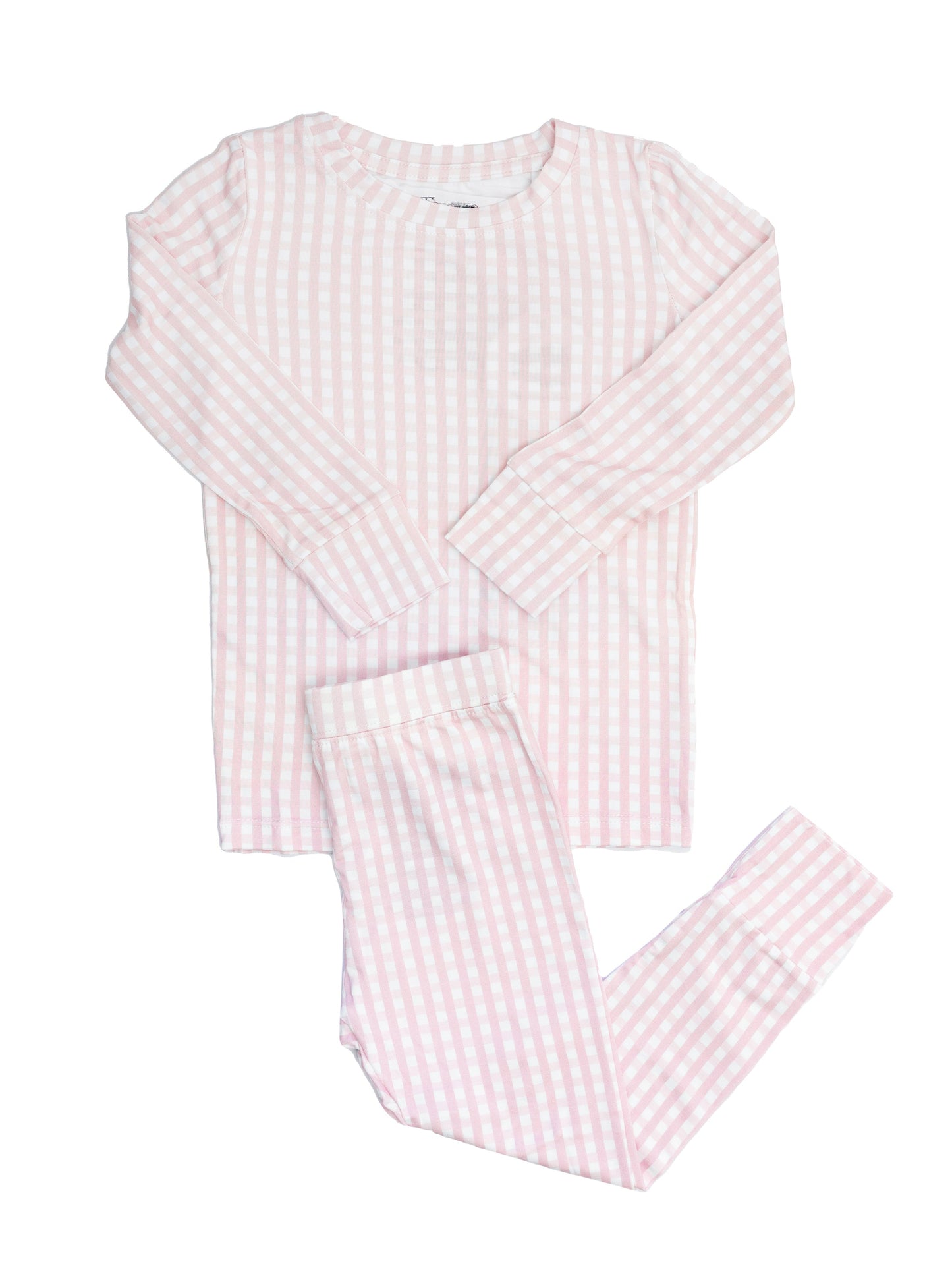 Girls Pink Gingham Pajama Set