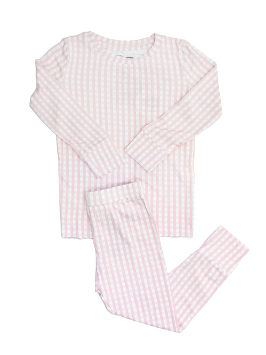 Girls Pink Gingham Pajama Set