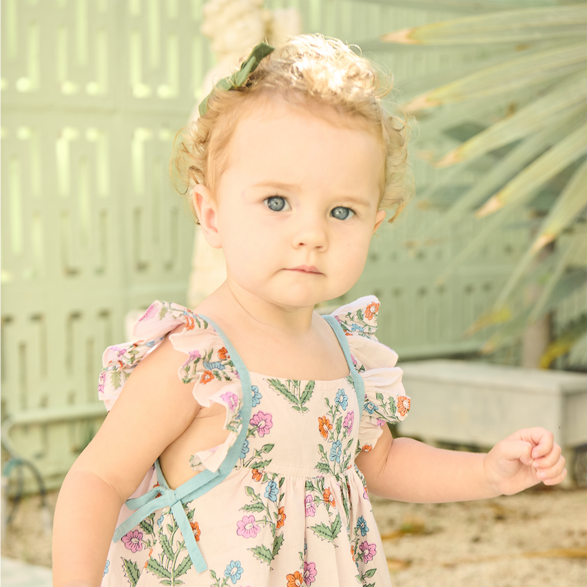 Pink Chicken - Baby Girls Ailee Dress Set -Pink Dewdrop Block Print Spring - Persnickety Shop