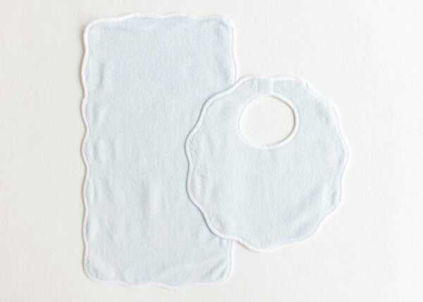 Terry Tots Bib & Burp – Blue Terry