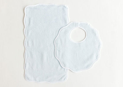 Terry Tots Bib & Burp – Blue Terry