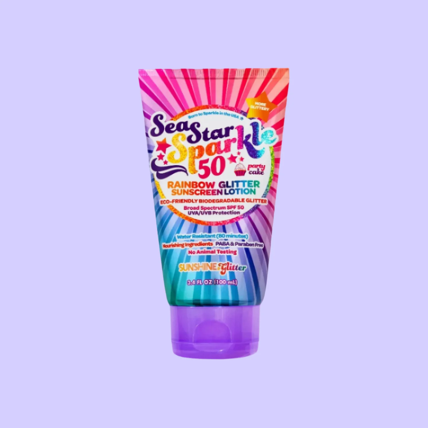 Sea Star Sparkle - Party Cake Scent - Glitter Sunscreen | Rainbow | SPF50 | 3.4 oz. - Persnickety Shop