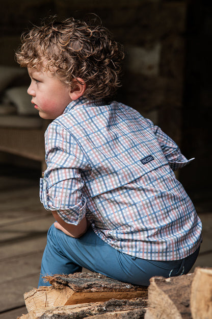 PRODOH Founders Kids Long Sleeve Fishing Shirt in Arona Sullivans Island Plaid