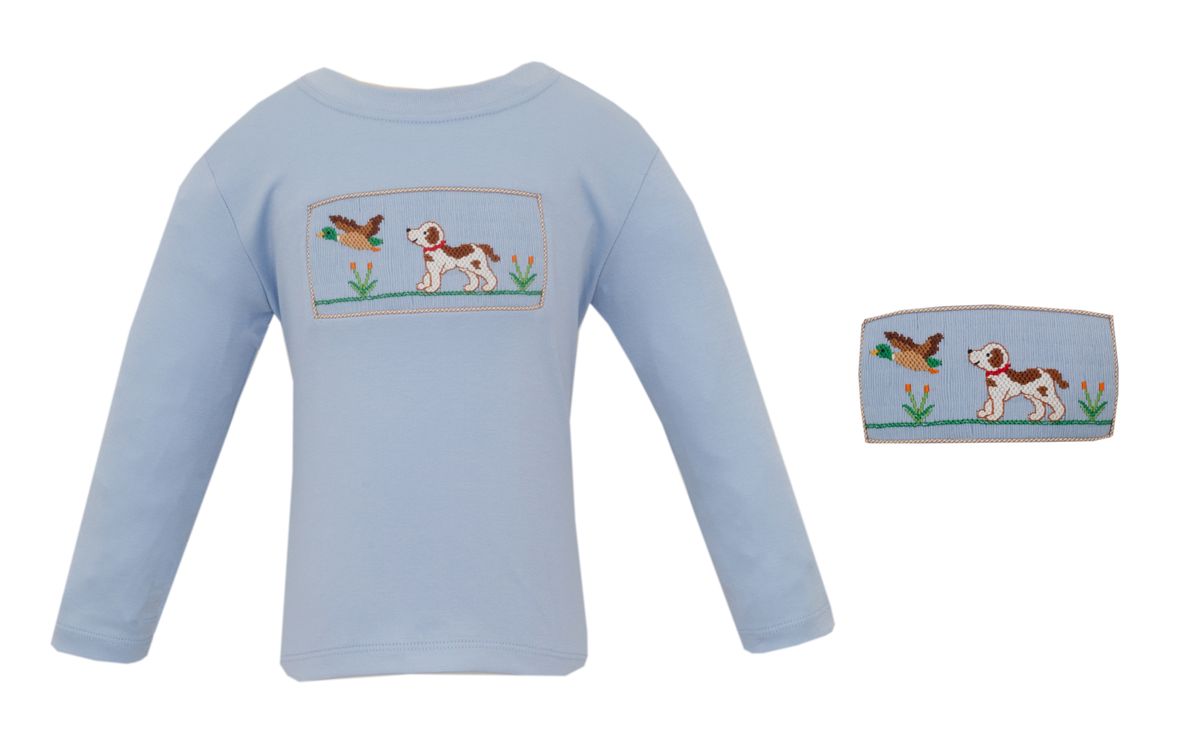 Anavini *Pre-Order* HUNTING DOG BOY'S SMOCKED KNIT SHIRT