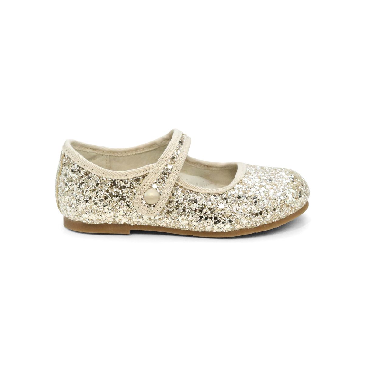 L'Amour GIRLS Renata Special Occasion Flat GLITTER LIGHT GOLD