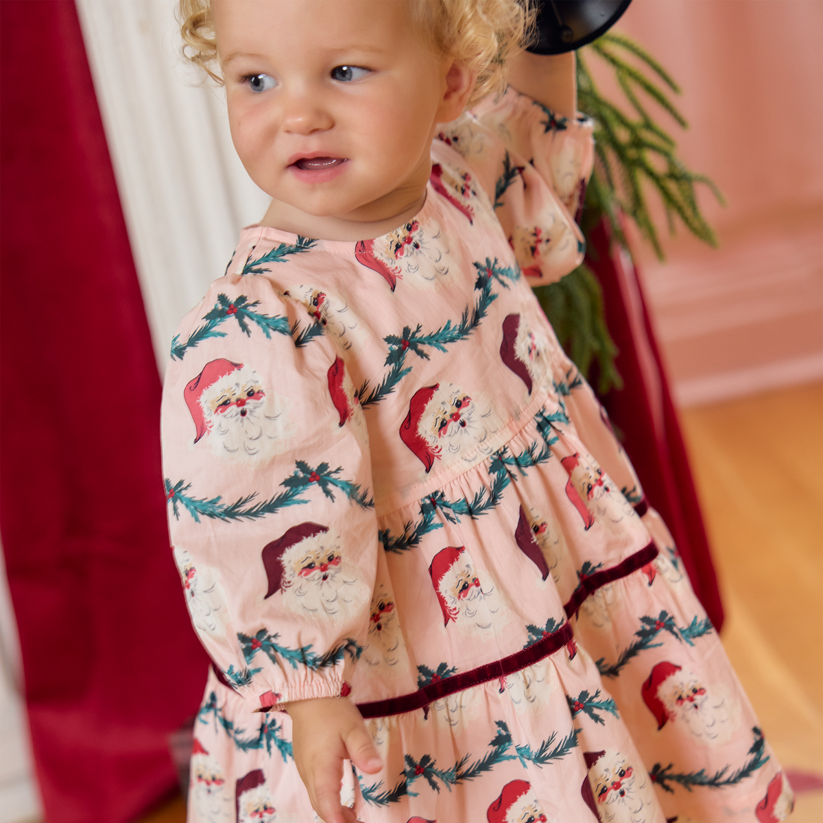 Baby Girls Maribelle Dress Set- Santa Garland - Persnickety Shop