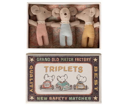 Maileg Triplets, Baby Mice In Matchbox