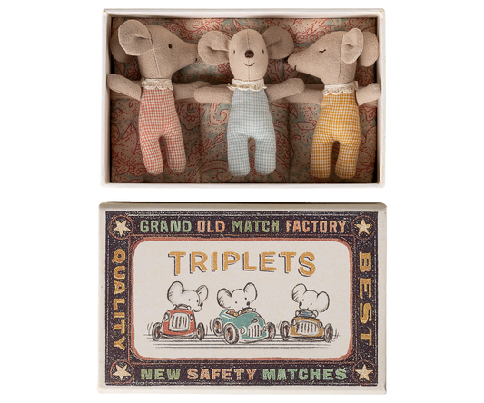Maileg Triplets, Baby Mice In Matchbox