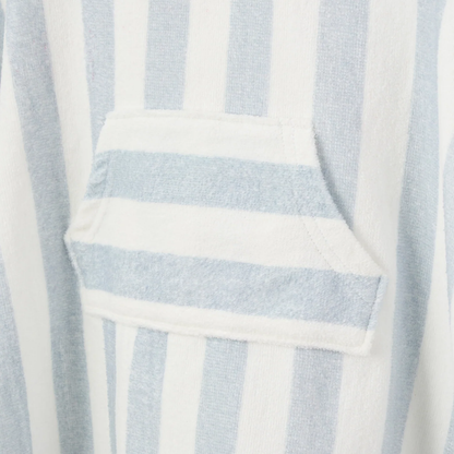 BLUE STRIPE HOODED TERRY PONCHO