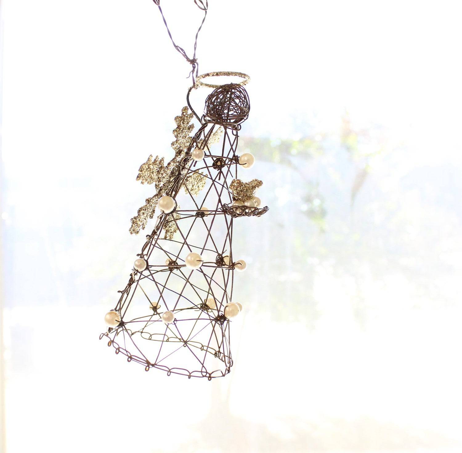 Wire Snowflake Angel with Pearls - Persnickety Shop