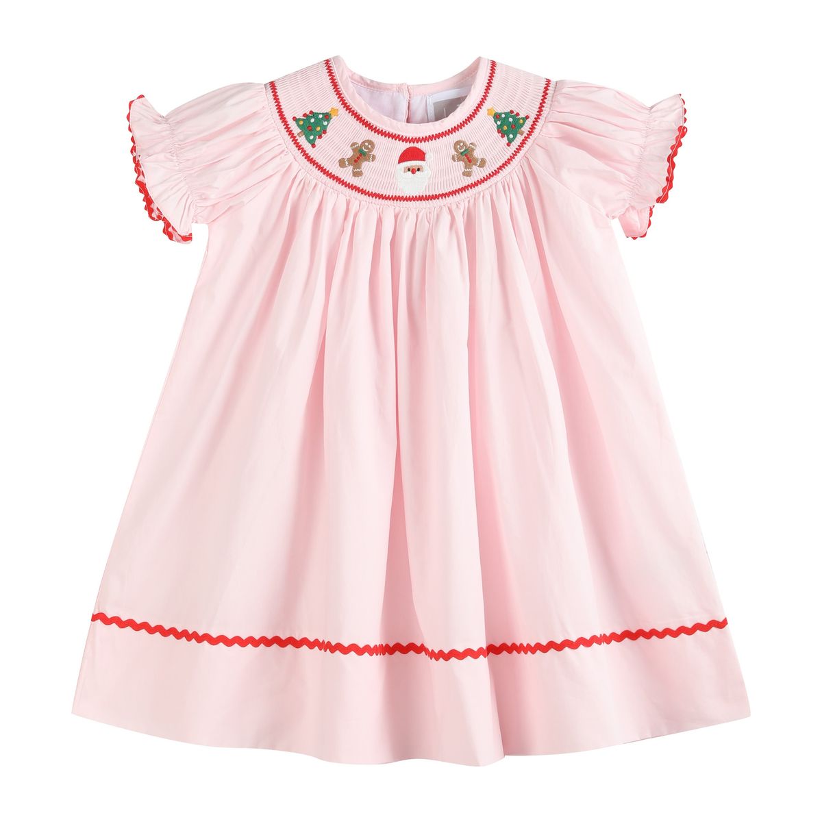 Lil Cactus *Pre-Order* Pink Christmas Smocked Bishop Dress