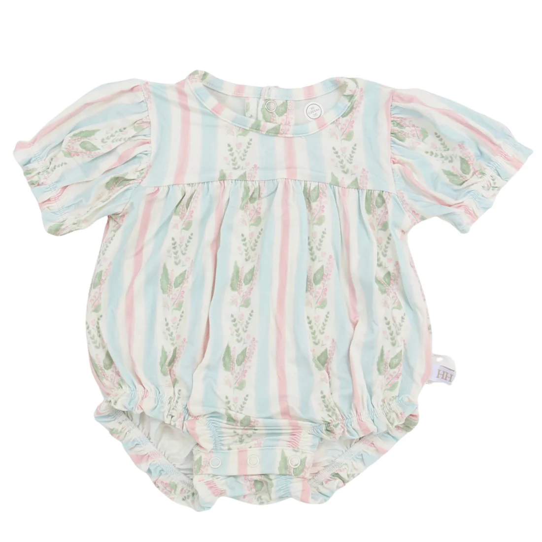 HAMNER HILL Girls Blue Floral Stripe Bamboo Bubble - Persnickety Shop