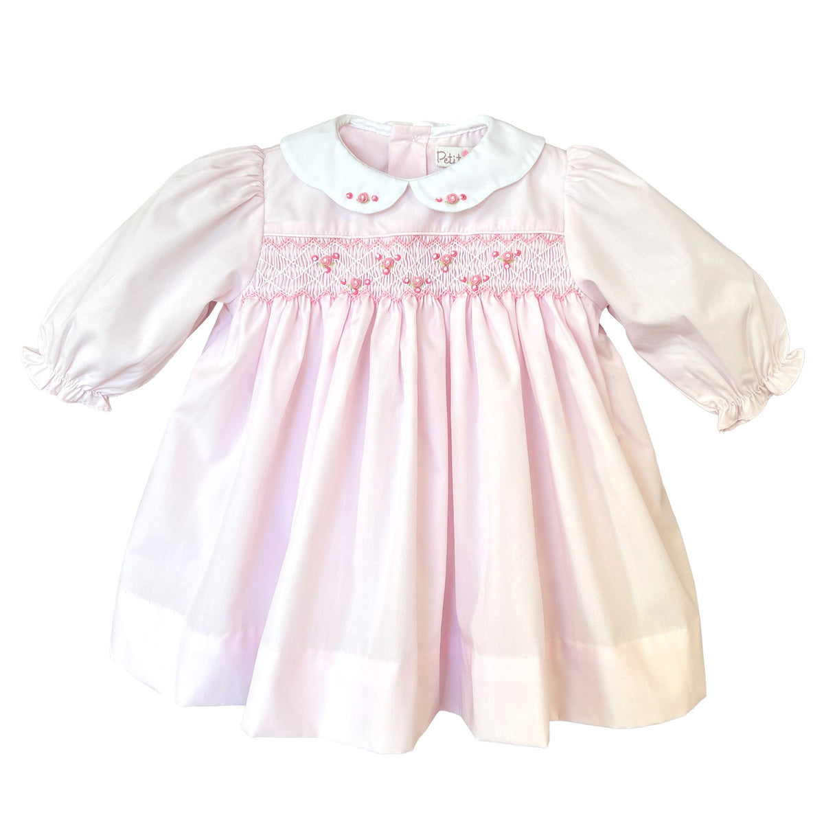 PETIT AMI Embroidered Holiday Smocked Pink Dress