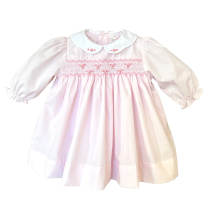 PETIT AMI Embroidered Holiday Smocked Pink Dress