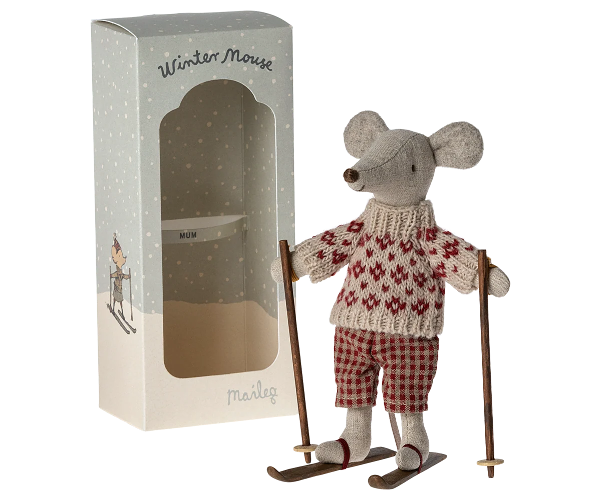 PREORDER Maileg NEW Winter mouse with ski set, Mum