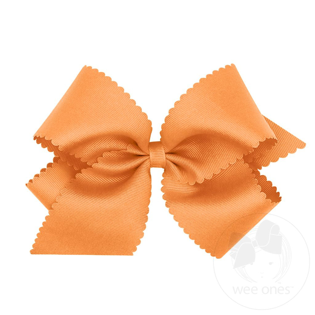Wee Ones King Grosgrain Hair Bow Scalloped Edge GINGER