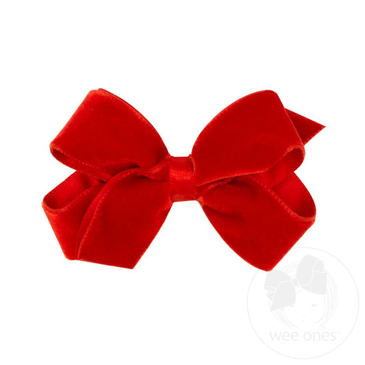 Wee Ones Red Mini Classic Velvet Bow