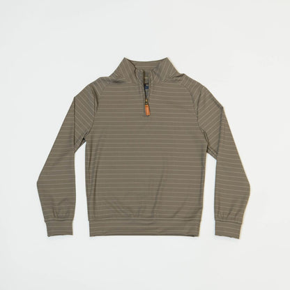 Saltwater Boys Company- COLLINS PERFORMANCE QUARTER ZIP- KHAKI STRIPE