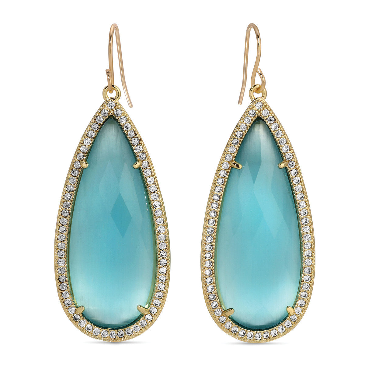 Phoebe, Long Shimmer Stone Earrings Aqua - Persnickety Shop