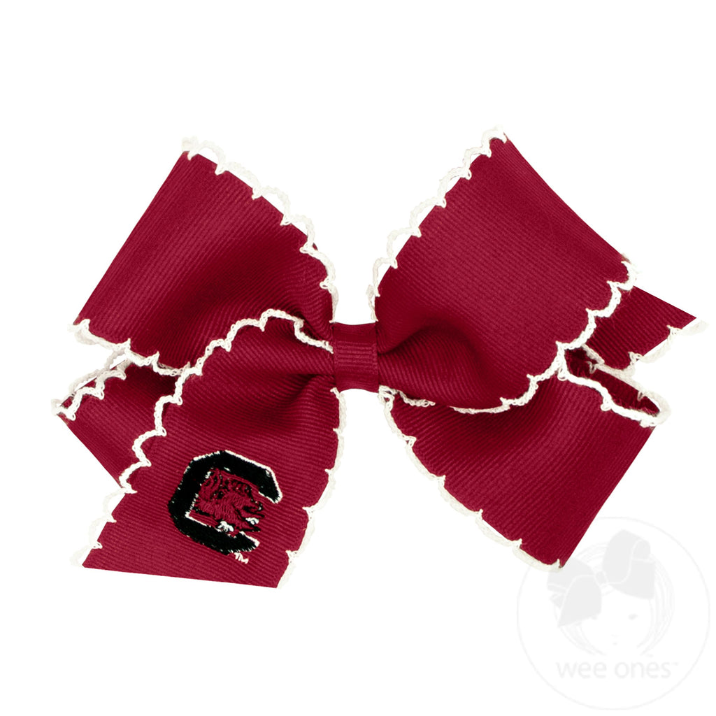 USC Medium Grosgrain Hair Bow with Moonstitch Edge and Embroidered Collegiate Logo