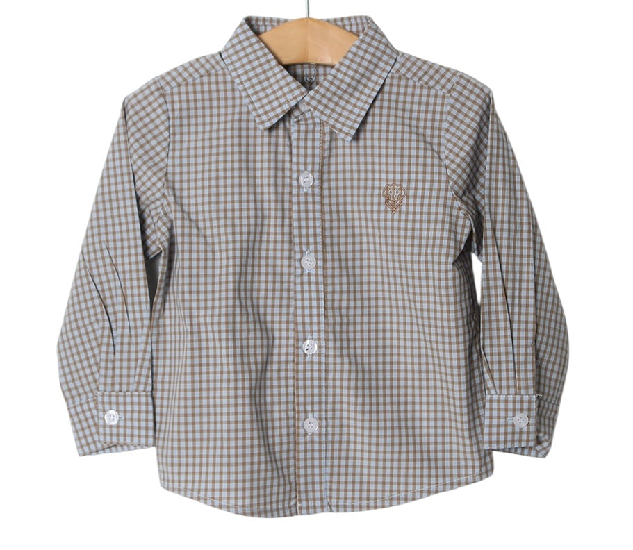 Millie Jay Boys Button Down Blue & Brown