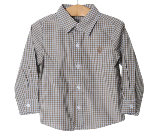 Millie Jay Boys Button Down Blue & Brown