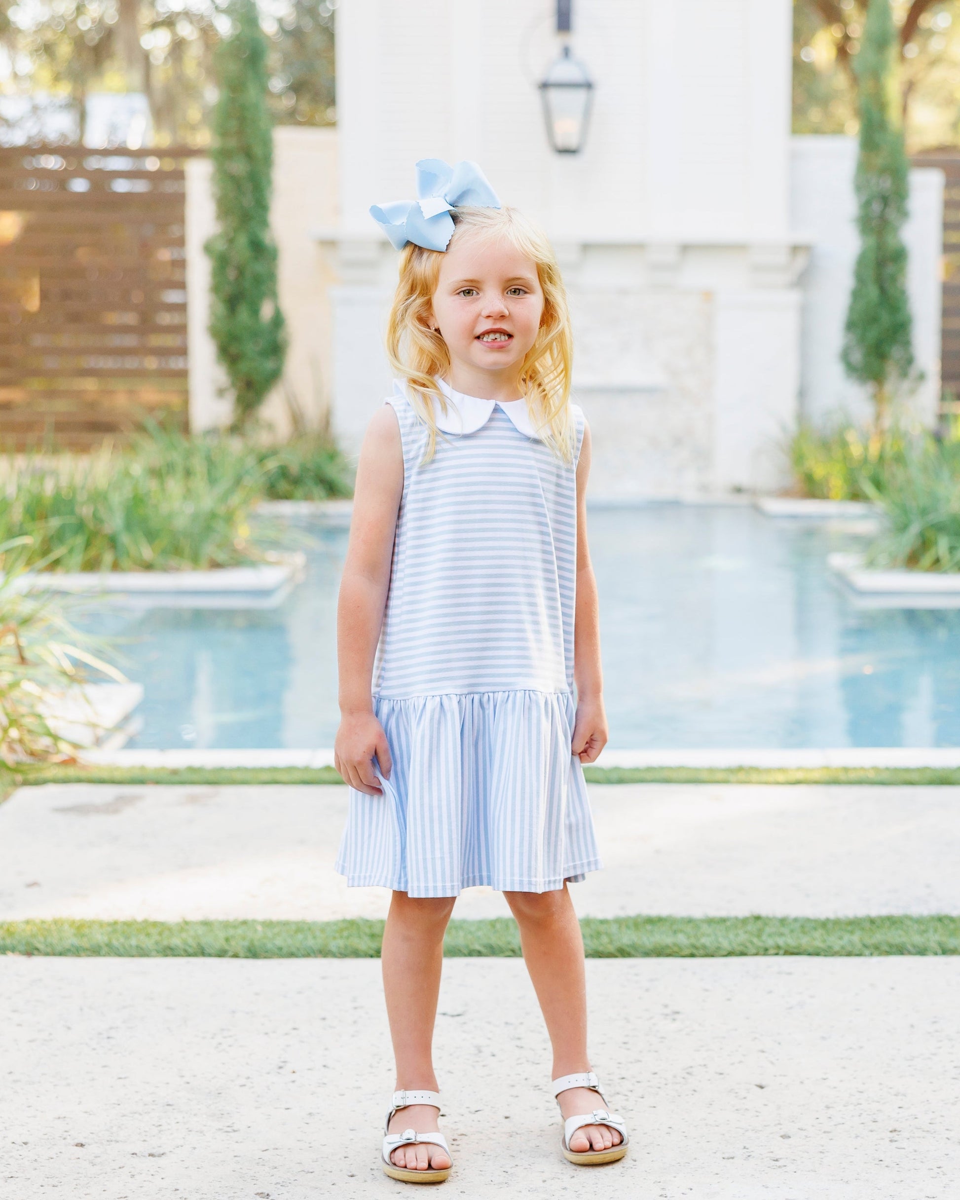 Jellybean Georgia Dress- Light Blue Medium Stripe - Persnickety Shop