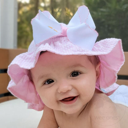 Wee Ones Reversible Girls Seersucker Ruffle Brim Hat - Persnickety Shop