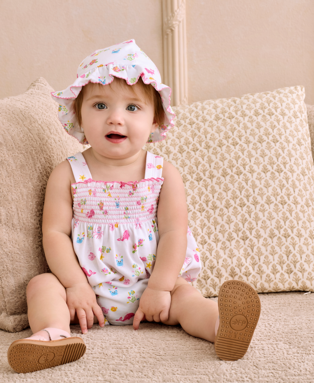 Kissy Kissy Ocean Antics Pink Smocked Bubble - Persnickety Shop